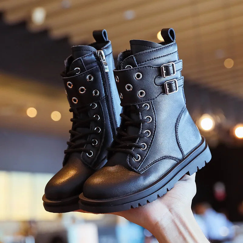 Girls’ Autumn/Winter Fashion Mid-Calf Boots – Warm Princess Sneakers for Kids (Ages 3–12)