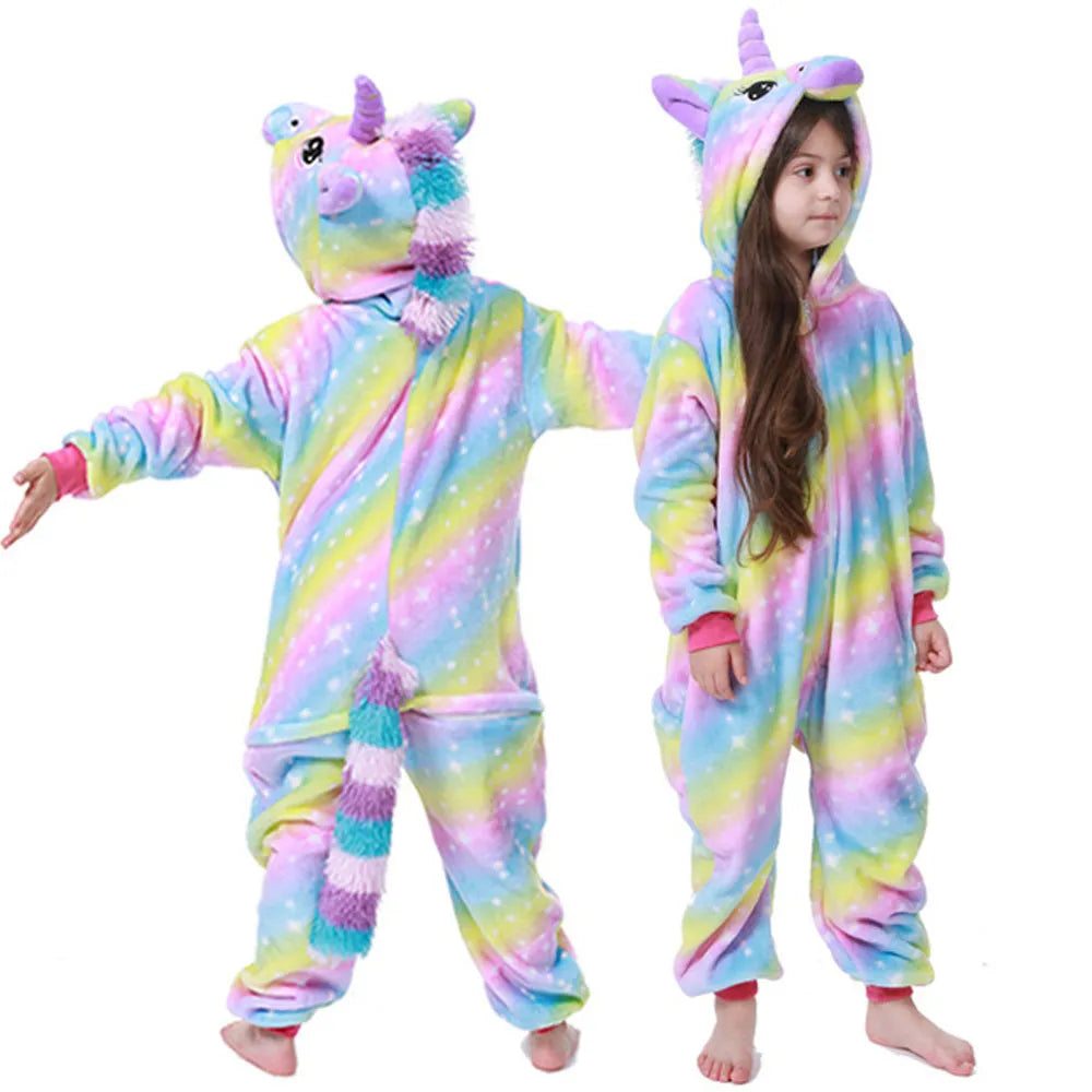 kids winter stich pajamas children panda dinosaur sleepwear
