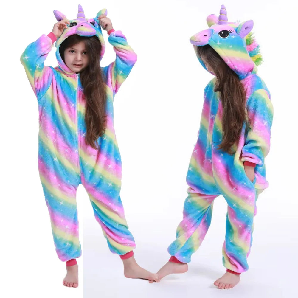 kids winter stich pajamas children panda dinosaur sleepwear