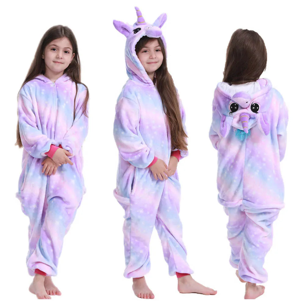 kids winter stich pajamas children panda dinosaur sleepwear