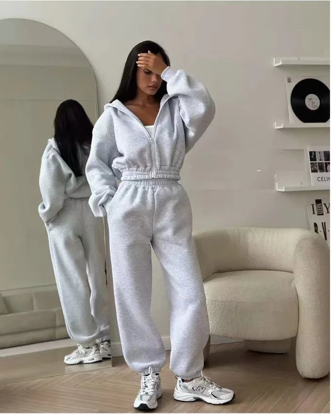 2025 Spring & Autumn Women's 2-Piece Tracksuit Set – Hoodie & Sport Pants Pullover Outfit