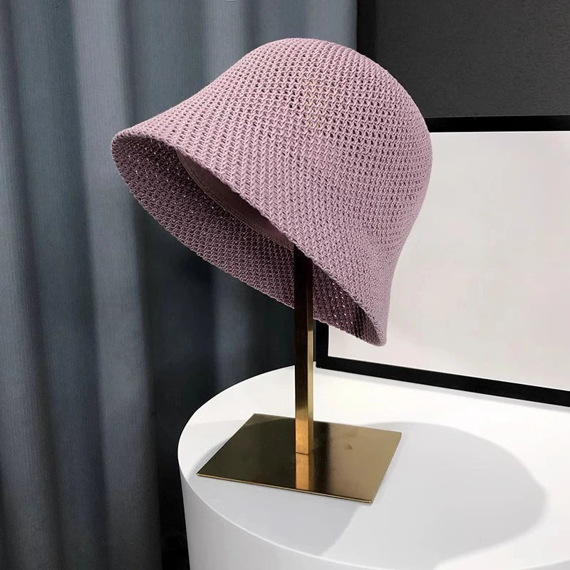 Women's Breathable Bucket Sun Hat, Foldable Panama Beach Cap — view 12 of hats