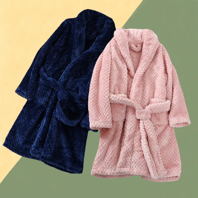 Soft Children Flannel Pajamas Autumn and Winter Pajamas for Girl Warm Kids Bathrobe Boy Sleepwear 4-16Y