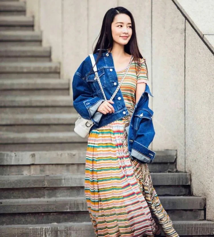 New Big goods high quality Clip gold refined stripe blockbuster skirt fashion ladies 360 skirt UC0B665