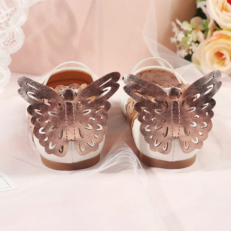 Flower Girl Butterfly Princess Ballet Flats – Leather Party Shoes for Toddlers (3T–4T)