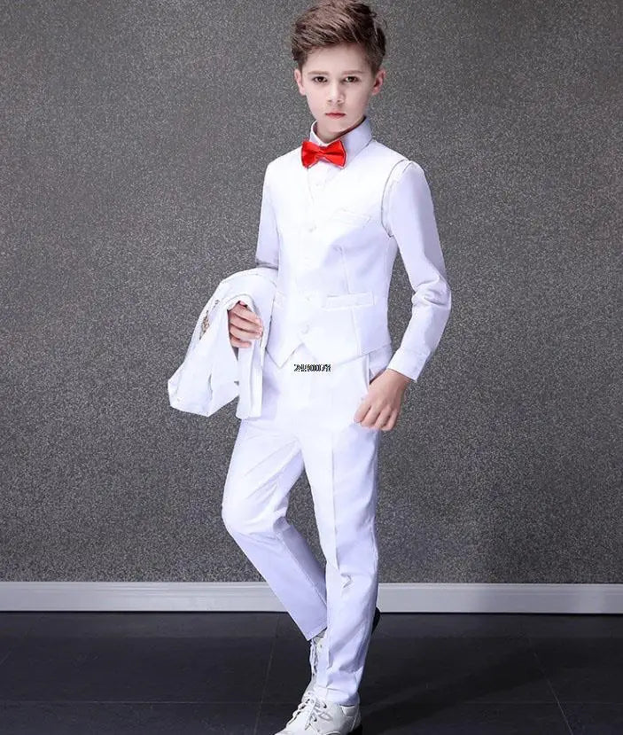 Flower Boys White Baptism & Wedding Suit – Formal Tuxedo Set for Special Occasions (Kids & Teens)
