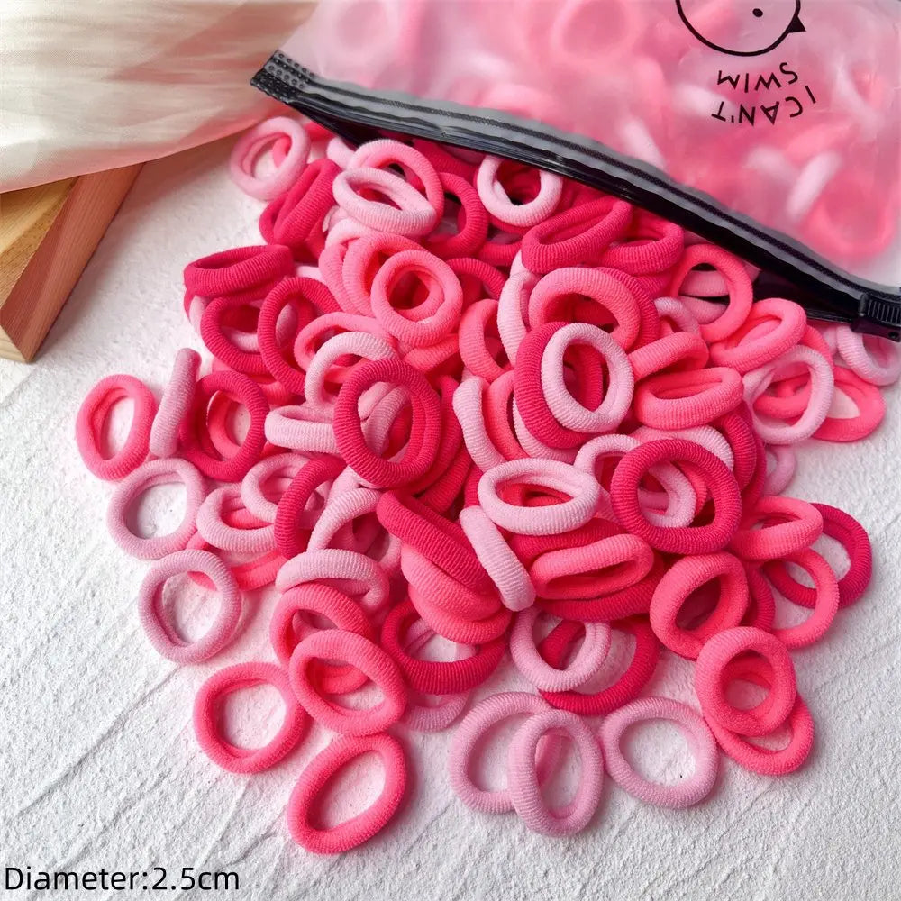 Black Elastic Hair Tie Set - 50pc No-Damage Hair Bands for Women