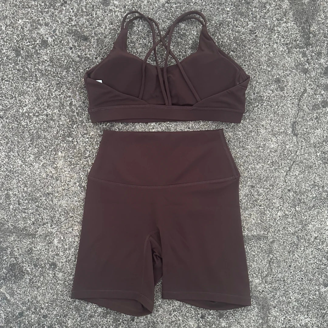 Women's Activewear Cross-Back Bra + High-Waist Biker Shorts Set — 2-Piece Yoga Gym — view 10 of women's activewear