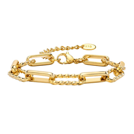 Women's 18K Gold-Plated Twist Paperclip Chain Bracelet Stainless Steel Stackable Wrist Chain — view 1 of bracelets
