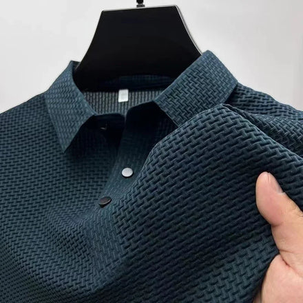 Men's bone flower jacquard short-sleeve business casual polo shirt