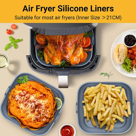 Foldable Silicone Air Fryer Basket Liner (Square) – Reusable Baking Tray for Oil-Free Cooking — view 1 of home & kitchen