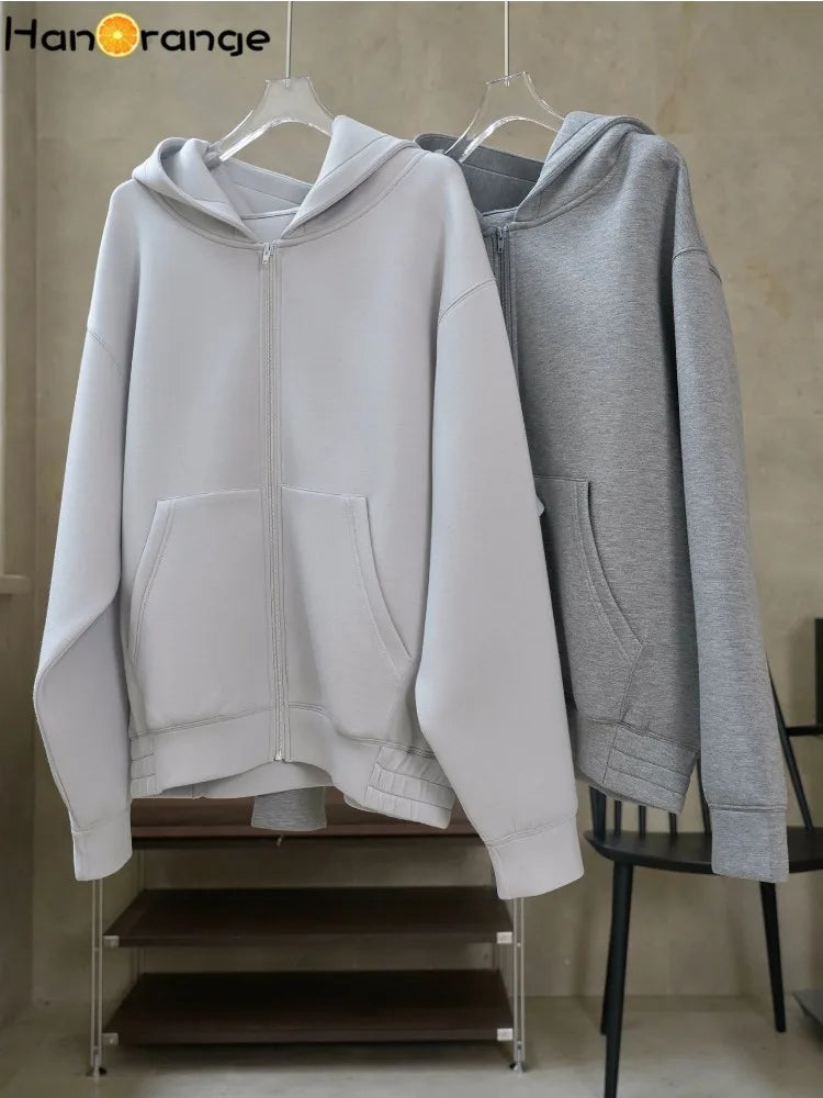 Spring & Autumn Women’s Air Layer Zipper Hoodie – Loose Silhouette Sweatshirt