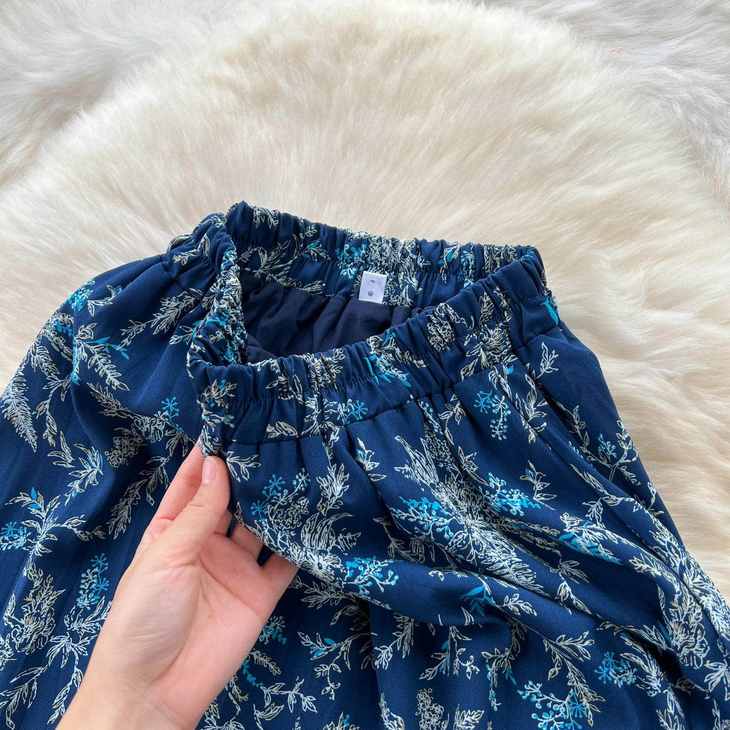 Women Chic print chiffon basics Elegant Elastic Sexy Long dress Waist Fashion Vintage summer Beach A-line Skirt