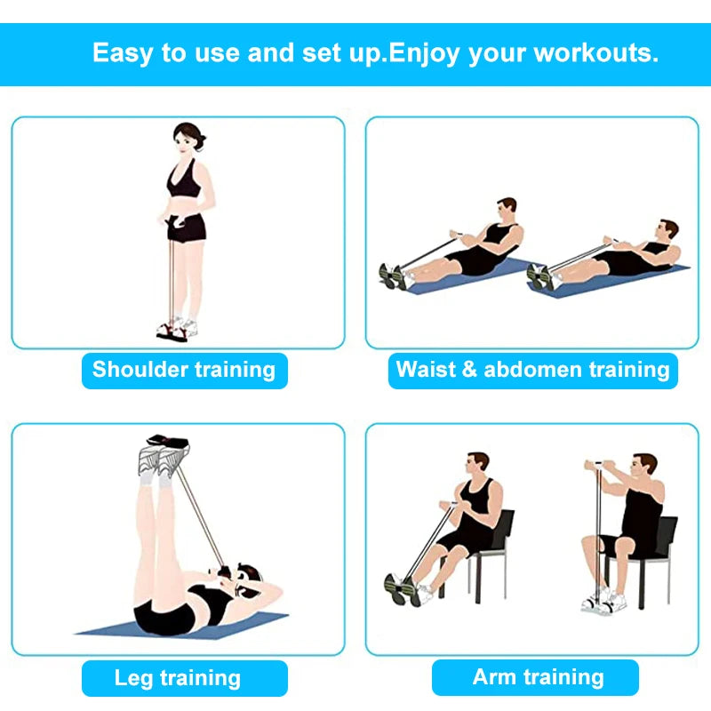 Resistance Bands — 4-Tube Pedal Puller, Full-Body Elastic Pull Rope — view 6 of sports & fitness