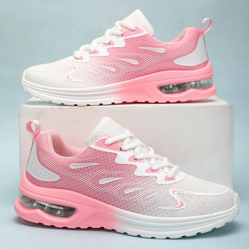 Women's Air Cushion Tennis Sneakers — Mesh Breathable Walking Sport Trainers — view 1 of sneakers