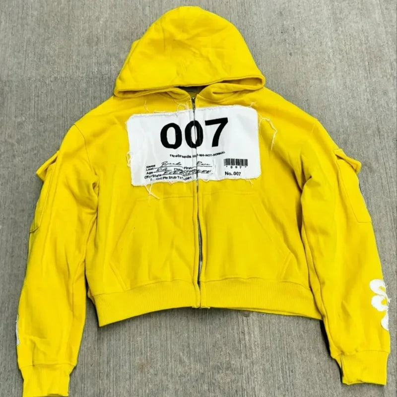Y2k Zip Up Hoodies Women Street Hip Hop Retro Fashion high quality Embroidery Washing Long Sleeve Coats Loose Hooded Sweatshirt