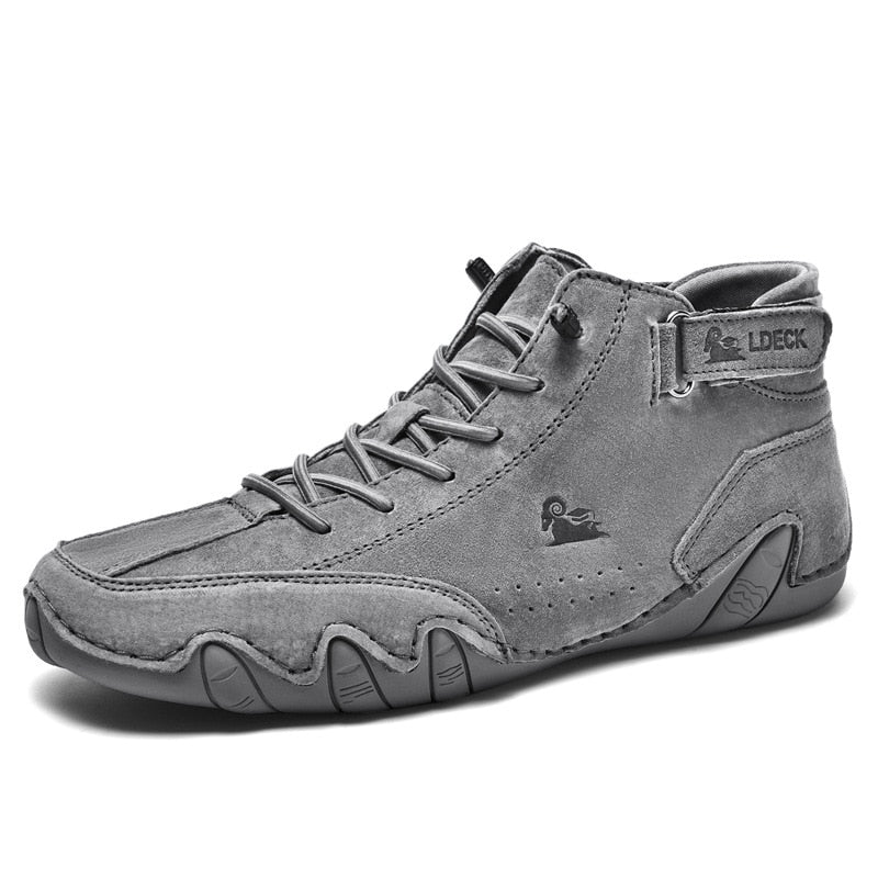 Leather Casual Sneakers for Men Motorcycle Shoes 2023