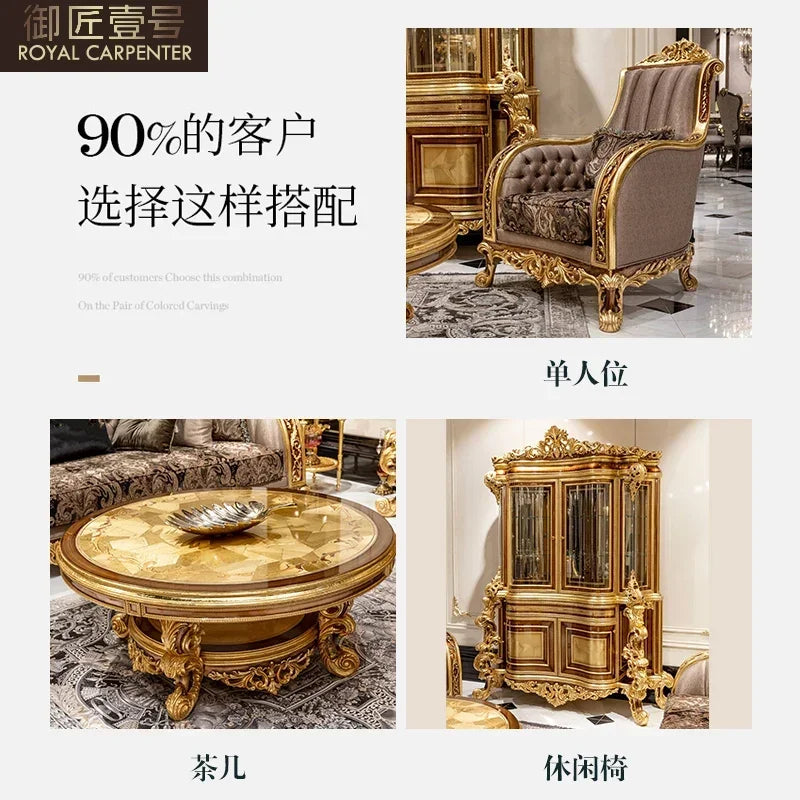 European Luxury Cloth Sofa – Turkish-Inspired Villa Living Room Furniture