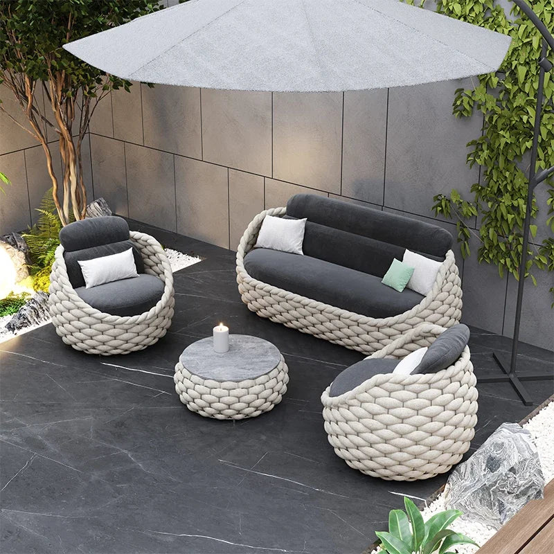 Modern luxury design aluminum outdoor furniture set outdoor lounge furniture, wicker outdoor furniture
