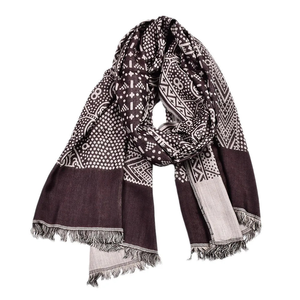 Men's Pashmina Scarf Paisley — Off-Duty Gentleman Autumn Winter Neckerchief Cashmere-Feel — view 6 of scarves & wraps