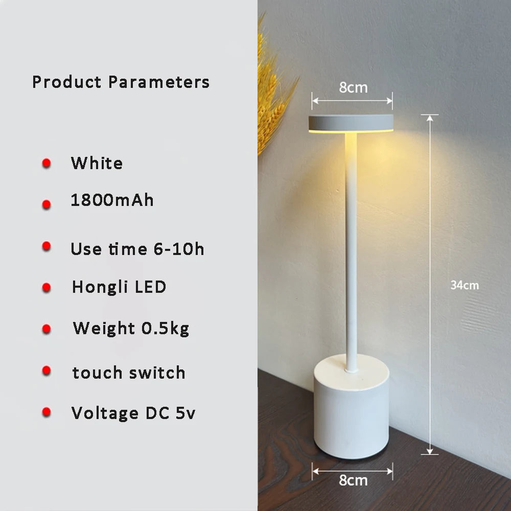 Wireless Rechargeable Table Lamp — Touch-Switch Metal Retro Desk Light for Bedroom, Bar & Restaurant — view 10 of lighting