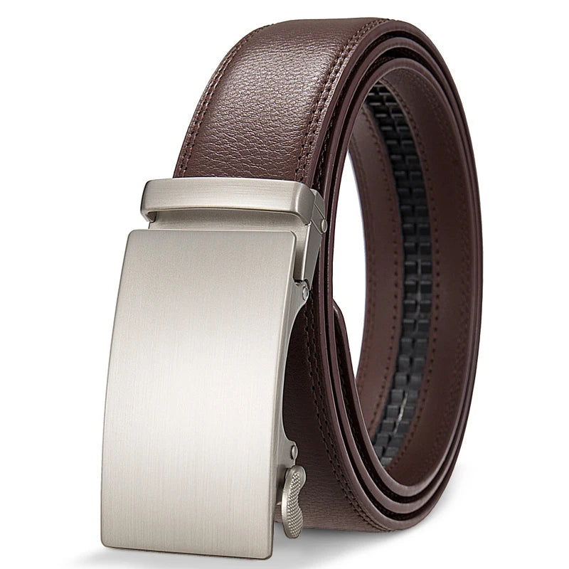 Belts Genuine Leather Men's Automatic Ratchet Buckle Belt — Black & Brown — view 7 of belts