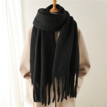 Winter Scarf Women Chunky Tassel — Cashmere Warm Pashmina Blanket Wrap Big Tassel Long Poncho — view 1 of scarves & wraps