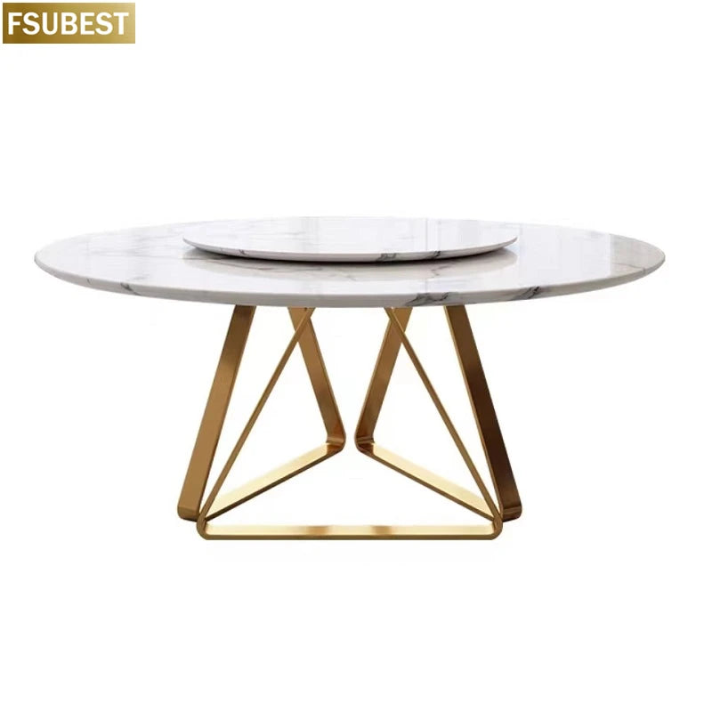 Italian Modern 8-Seater Dining Table Set – Marble & Gold Stainless Steel Elegance