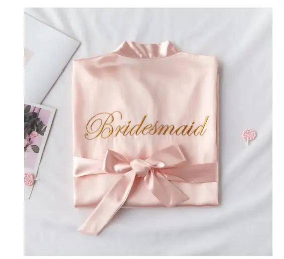 Bride & Bridesmaid Robe with Lettering – Sling Cami Dress Wedding Gift for Bride, Mother, or Sister