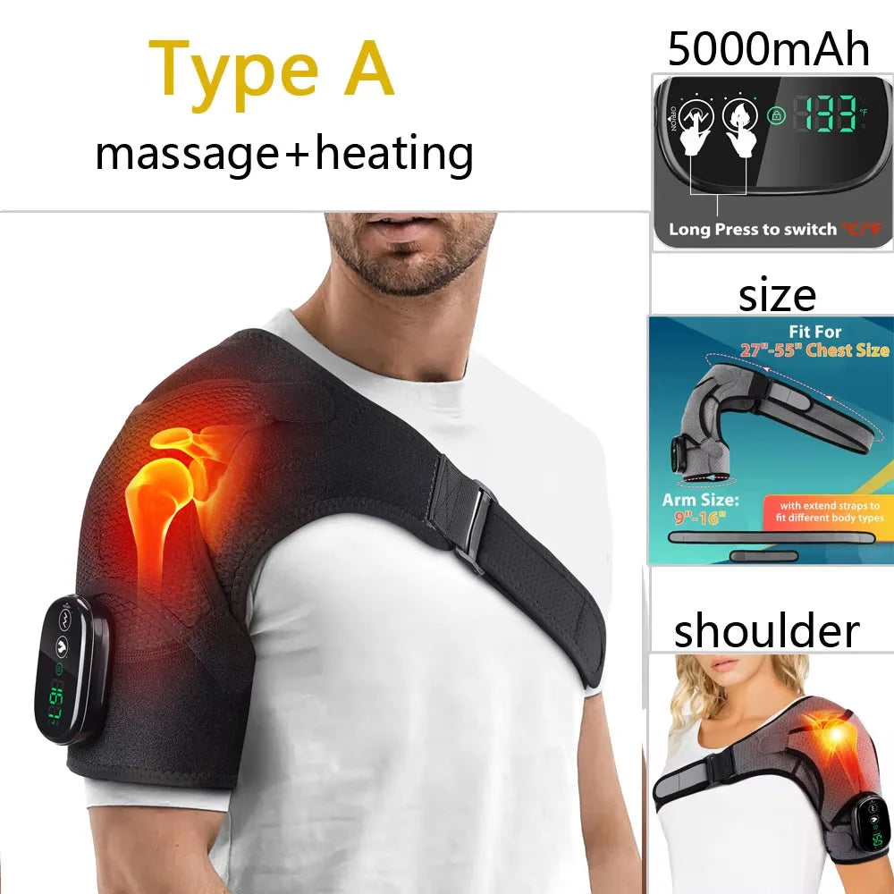 Electric Shoulder Heating Pad — 3-Speed Vibration Muscle Relax Brace — view 13 of recovery & massage
