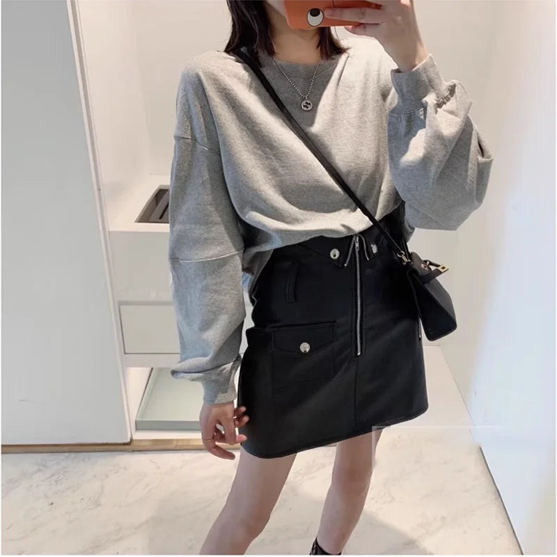 New Short Skirt Women Soft Real Leather Sheepskin Design High Waist Thin Shorts Female Street Sexy Mini