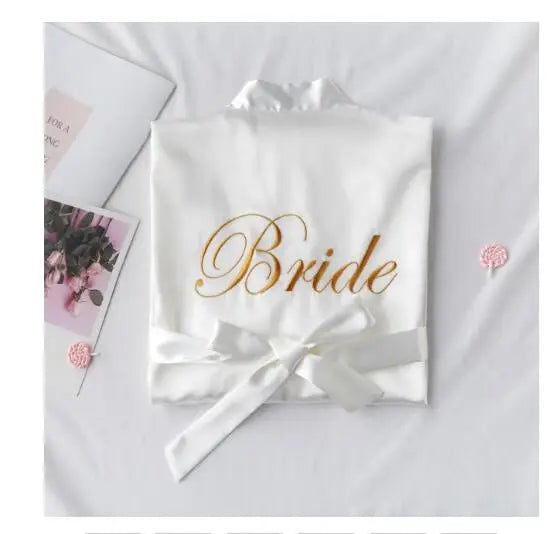Bride & Bridesmaid Robe with Lettering – Sling Cami Dress Wedding Gift for Bride, Mother, or Sister