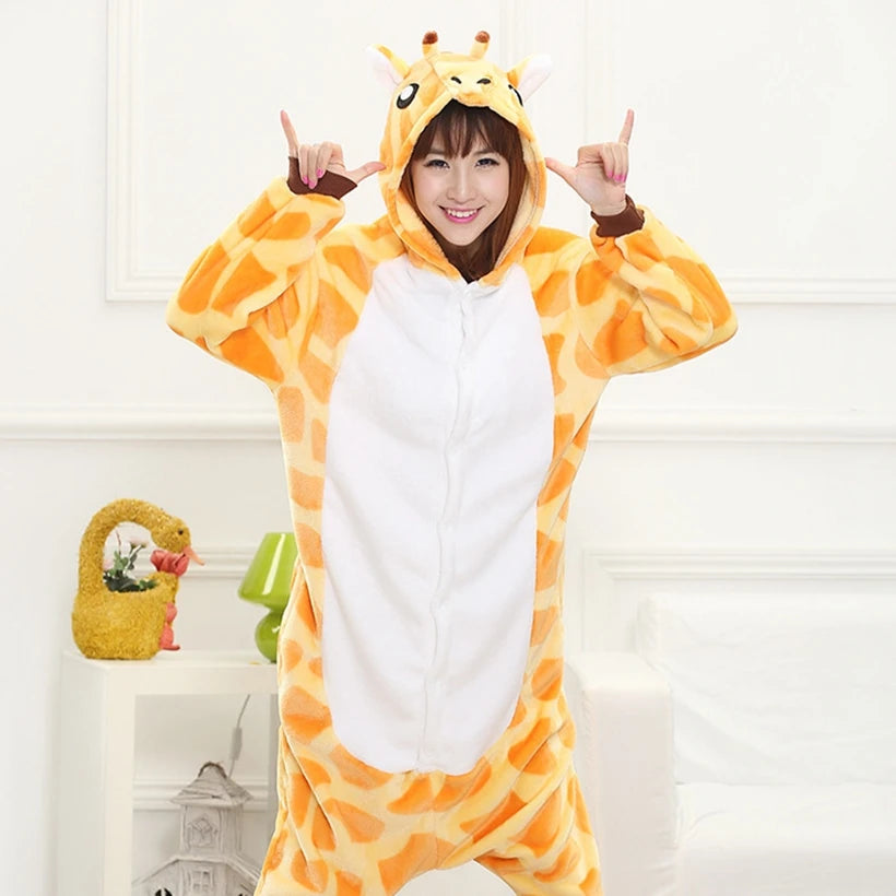 Flannel Kigurumi for Adult Kids Anime Animal Pajama Onesie Long Romper Funny Holiday Jumpsuit Sleepwear Pyjama Christmas Costume