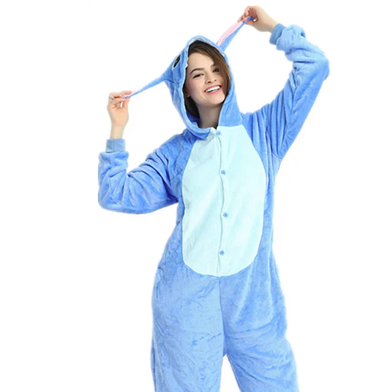 Flannel Kigurumi for Adult Kids Anime Animal Pajama Onesie Long Romper Funny Holiday Jumpsuit Sleepwear Pyjama Christmas Costume