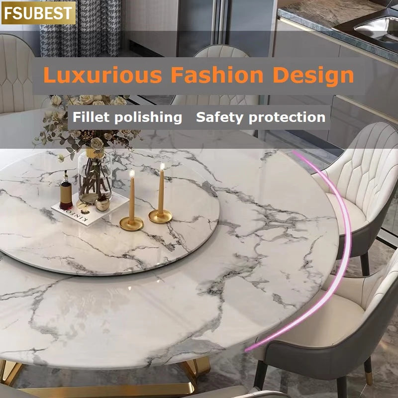 Italian Modern 8-Seater Dining Table Set – Marble & Gold Stainless Steel Elegance