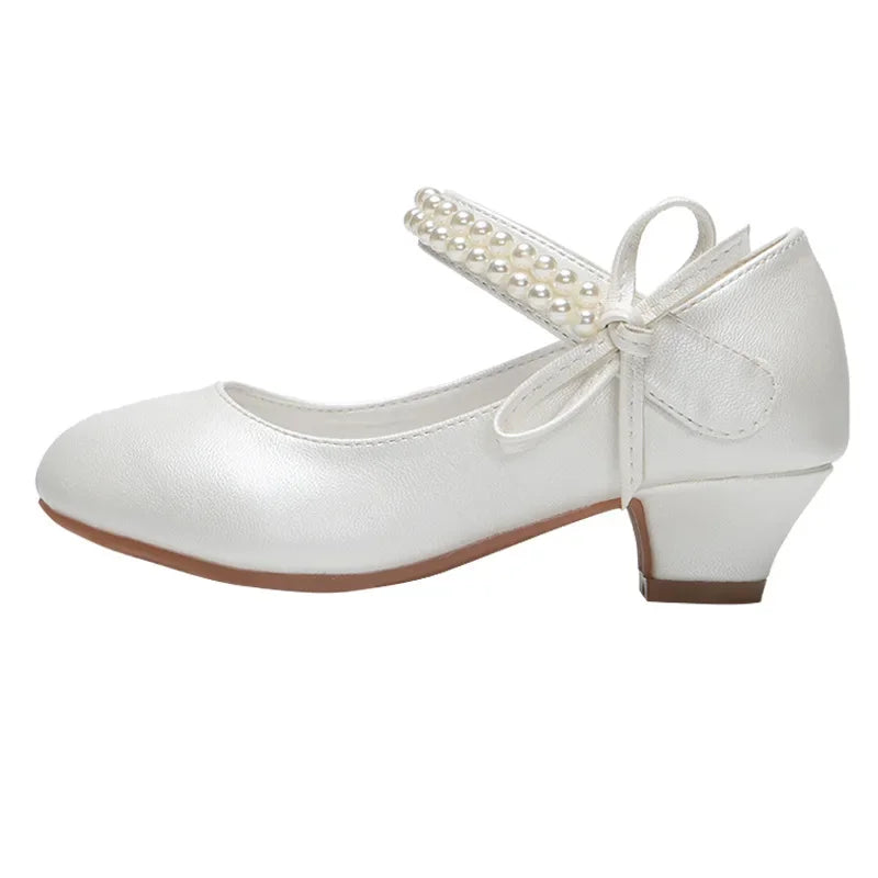 Girls' High Heel Party Princess Shoes – Pearl & Crystal Formal Sandals for Weddings & Special Occasions