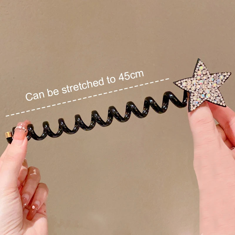 Molans Rhinestone Star Hair Tie Ponytail High Elastic Durable Scrunchies Hair Bands For Girl Korean Hair Ropes Bands