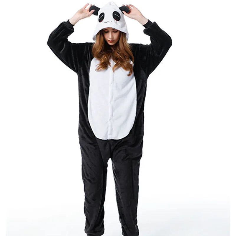 Flannel Kigurumi for Adult Kids Anime Animal Pajama Onesie Long Romper Funny Holiday Jumpsuit Sleepwear Pyjama Christmas Costume