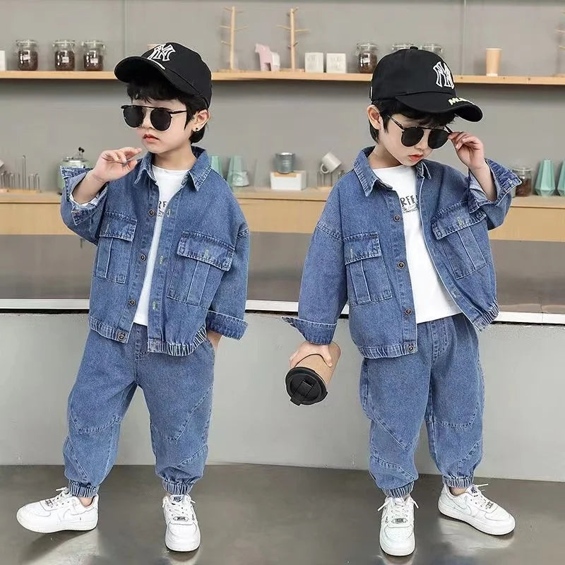 Baby Boy Boutique Clothing Set Fashion Boys Denim Jacket and Pants 2 Pcs Outfits Spring Autum Kids Bebes Girls Suits 2-10 Years