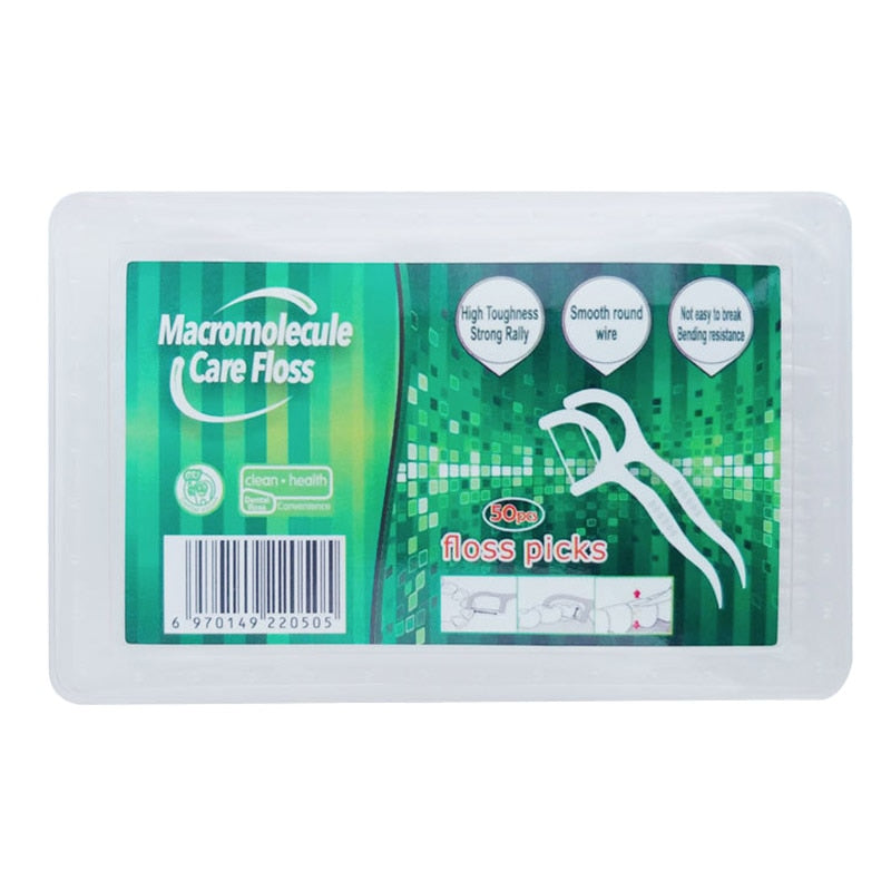 50pcs Disposable Dental Floss Sticks – Toothpick & Floss Combo for Easy Dental Cleaning