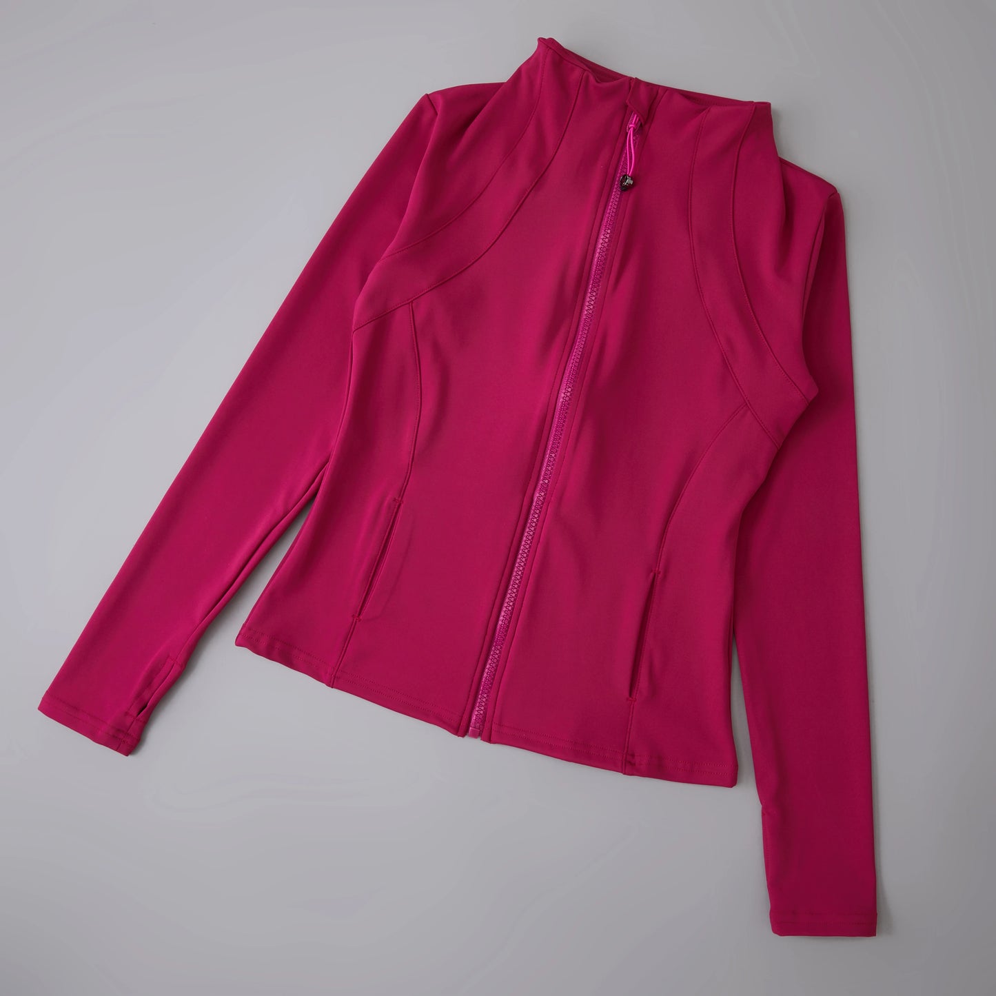 Women’s Full-Zip Yoga Jacket — Spandex Long-Sleeve Top with Thumb Holes