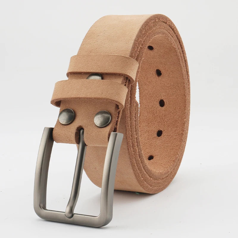 Belts Genuine Whole-Cowhide Men's Leather Belt — Trimmed-Edge Heritage Retro Style — view 6 of belts