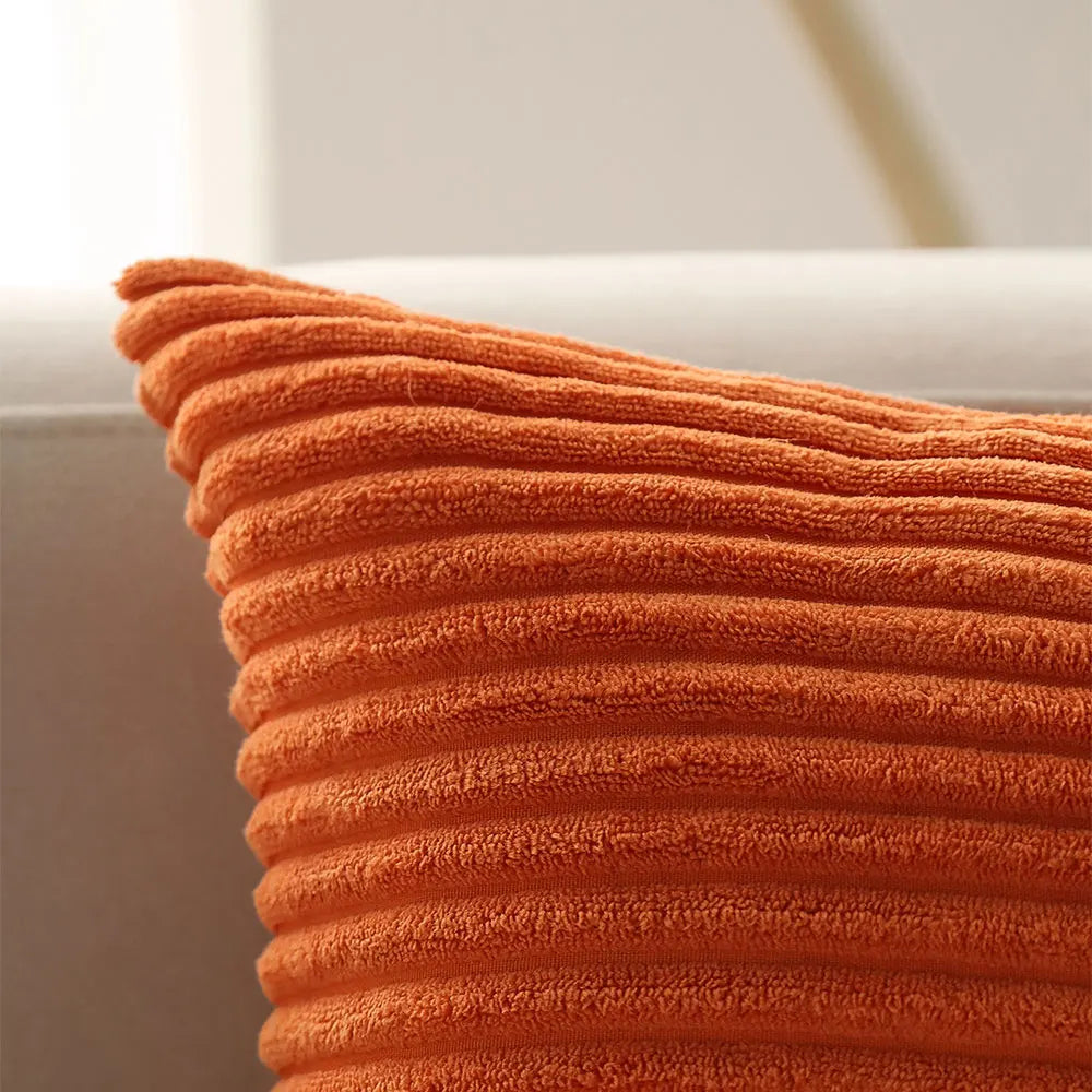 Orange Corduroy Lumbar Cushion Cover — 30×50 cm Ultra-Soft Throw Pillow Case — view 5 of cushion covers & pillow cases