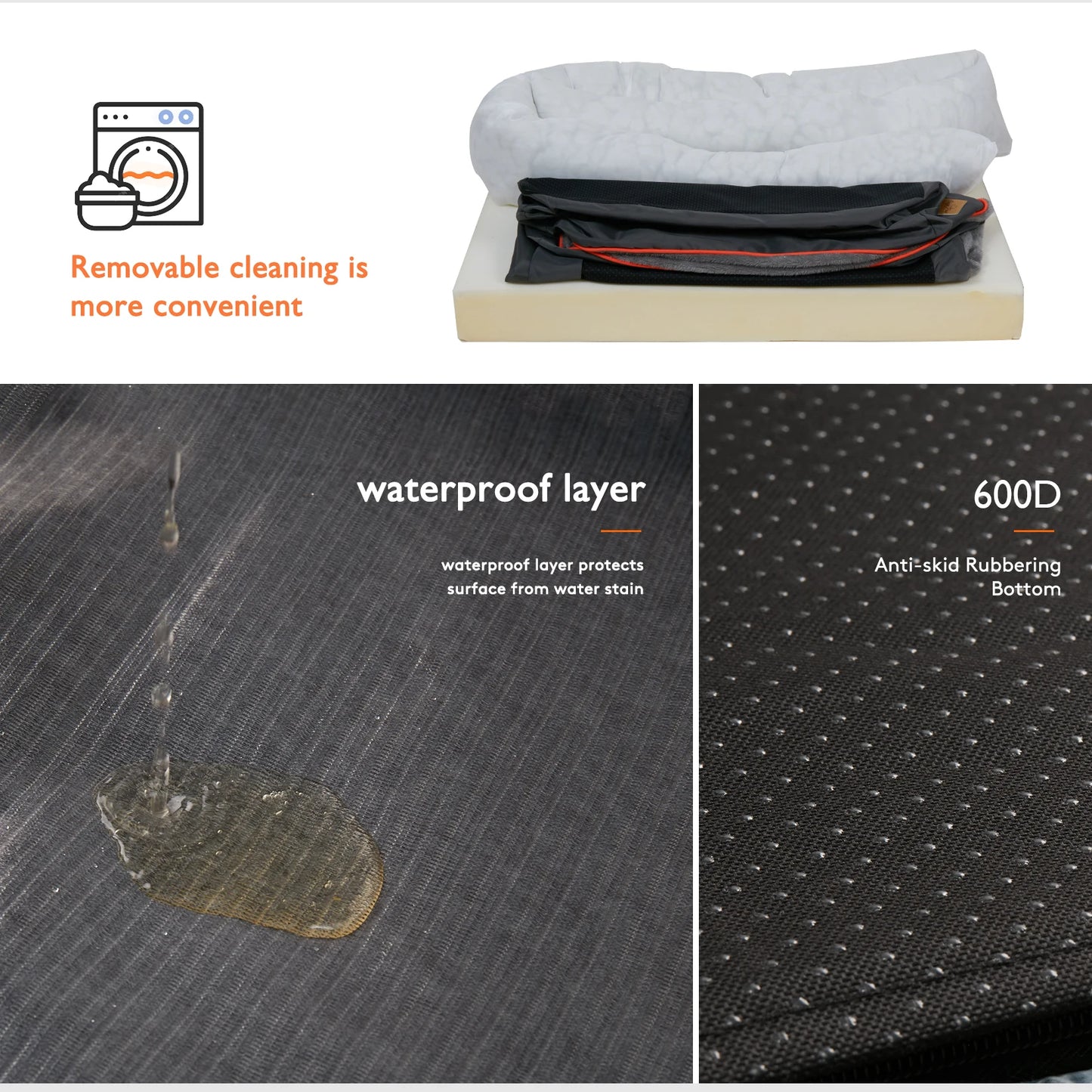 Orthopedic Dog Bed (L–3XL) – Super Soft Foam Pet Sleeping Mat with Bolster & Removable Cover — view 6 of home & kitchen