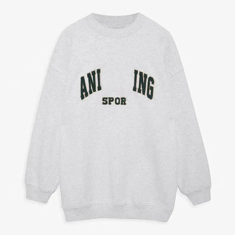 Women's Classic Letter Sweatshirt – Casual Cotton Crew Neck Pullover Hoodie