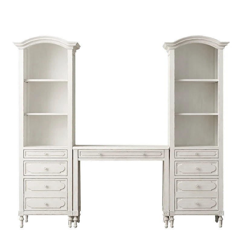 Solid Wood Writing Desk & Cabinet – Elegant Carved Children's Bookcase