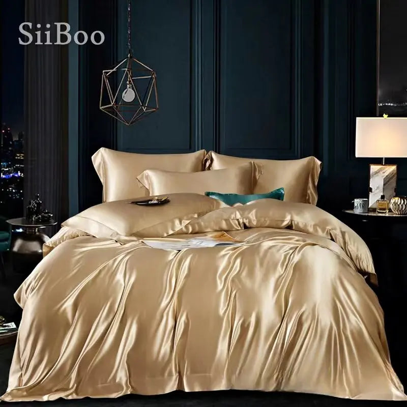 25mm thick natural silk bedding sheet duvet cover set luxurious gift Italy style home decoration sp6642