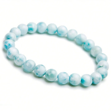 Crystal & Gemstone Larimar Stretch Bracelet — 8mm Natural Blue Bead Jewelry for Women — view 1 of crystal & gemstone
