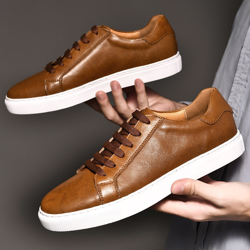 Men Shoes Genuine Leather Casual Shoes Fashion Sneakers British style