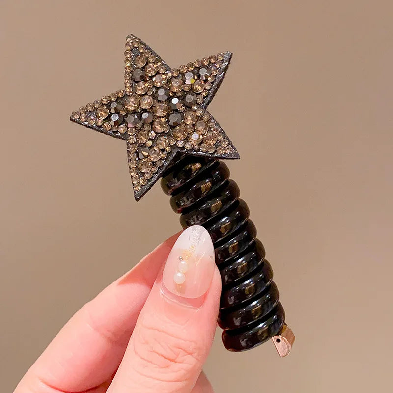 Molans Rhinestone Star Hair Tie Ponytail High Elastic Durable Scrunchies Hair Bands For Girl Korean Hair Ropes Bands